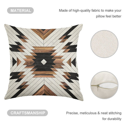 Urban Tribal Pattern No.5 - Aztec - Concrete And Wood Linen Throw Pillow Cover