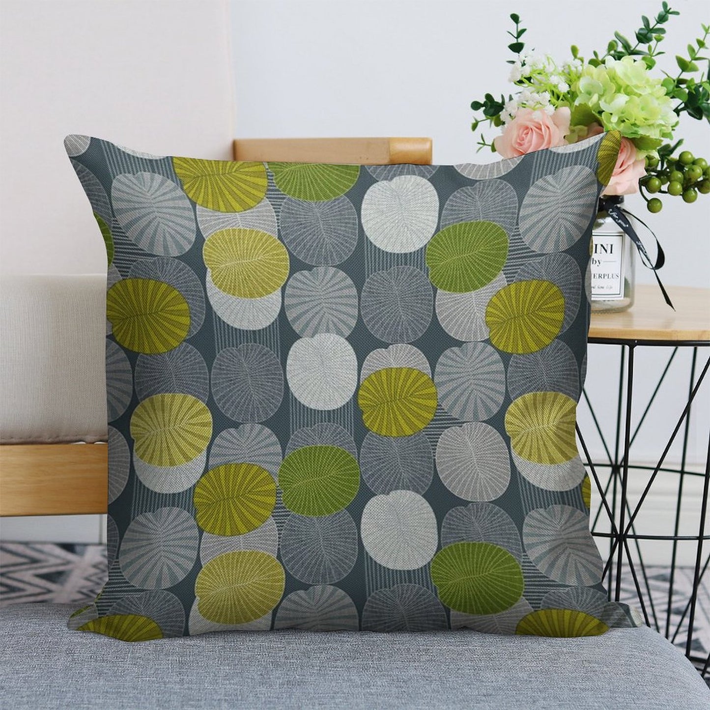 Dickinsonia Lime Linen Throw Pillow Cover