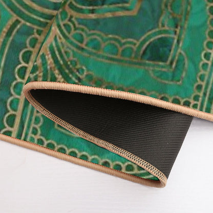 Flower of Life in Lotus - Malachite And Gold Bath Mat