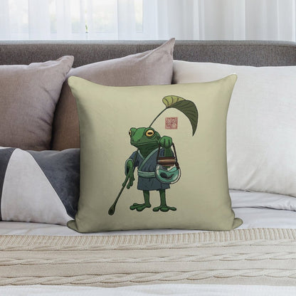 A Frog And His Son Soft Short Plush Fabric Throw Pillow