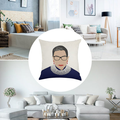 Ruth Bader Ginsburg Linen Throw Pillow Cover