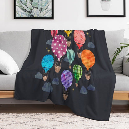 Hot Air Balloon Night Throw Blanket