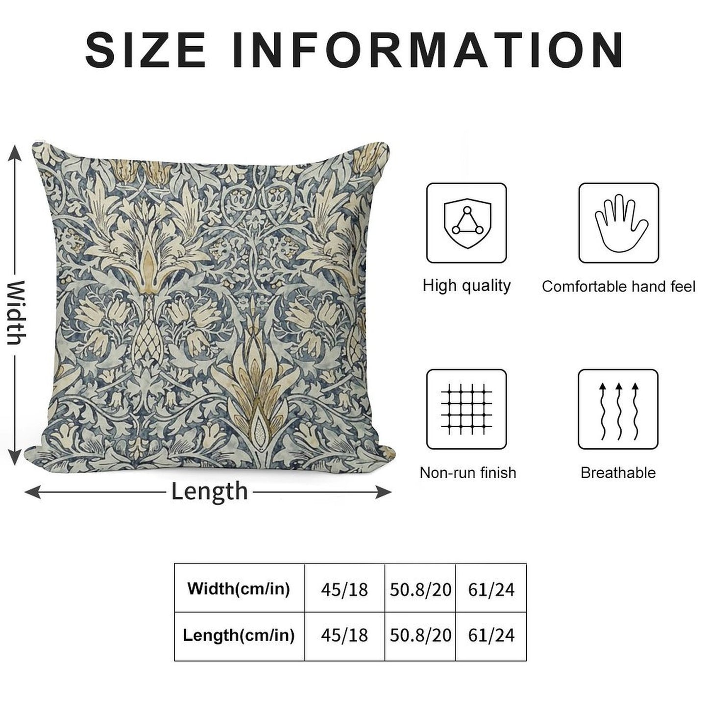 William Morris Snakeshead Pattern Soft Hidden Zipper Throw Pillow