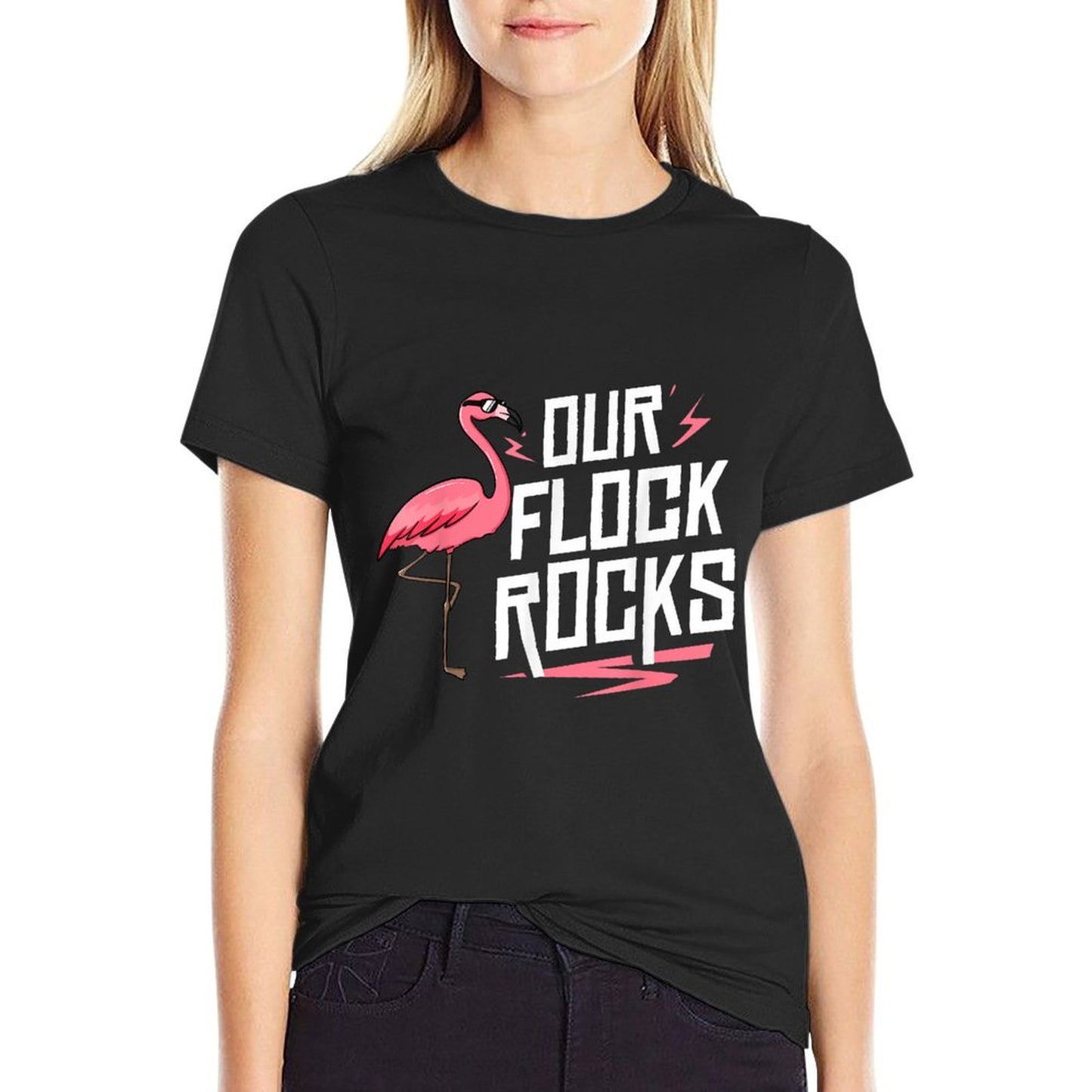 Our Flock Rocks Gift For Pink Flamingo Women Men T-Shirt