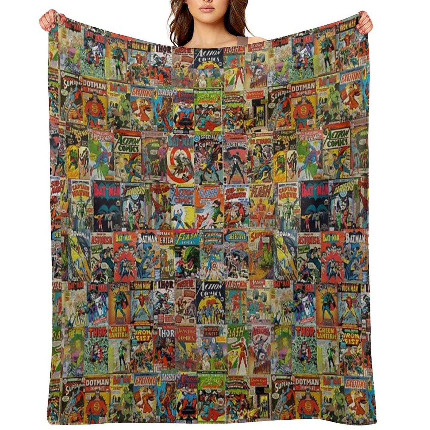 Vintage Comic Book Pattern Throw Blanket