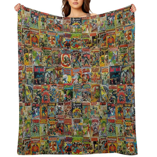 Vintage Comic Book Pattern Throw Blanket
