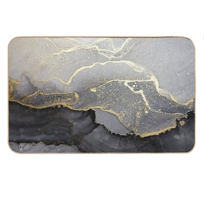 Elegant Black Gold Marble Ink Abstract Painting Bath Mat