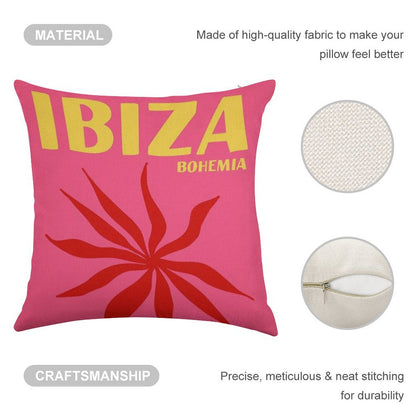 Ibiza Bohemia Print Linen Throw Pillow Cover