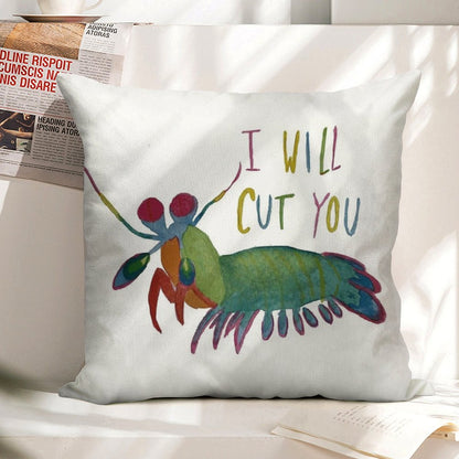 Mantis Shrimp Threat Linen Throw Pillow Cover