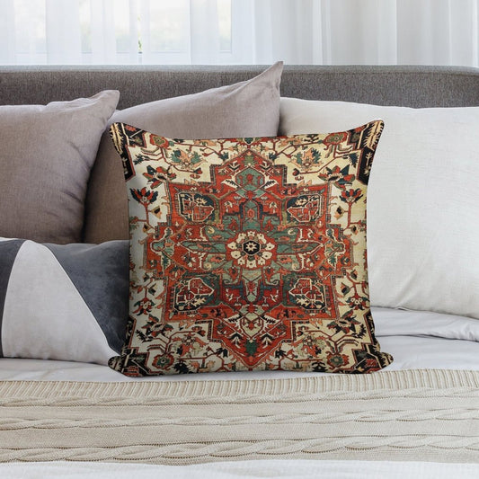Antique Persian Heriz Rug Print Soft Skin-Friendly Throw Pillow