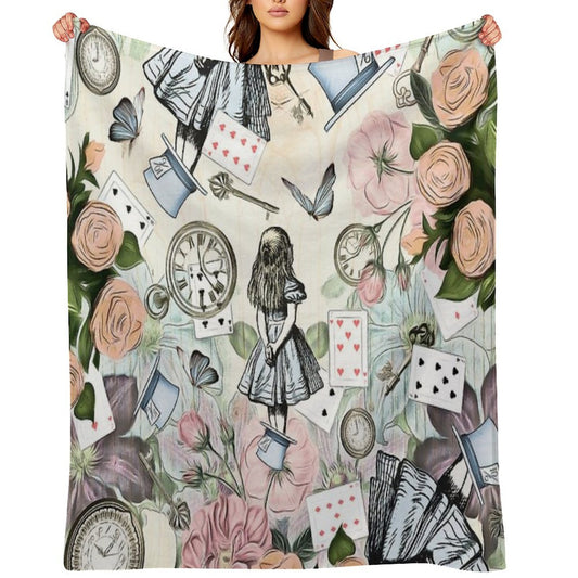 Alice In Wonderland  Collage Throw Blanket