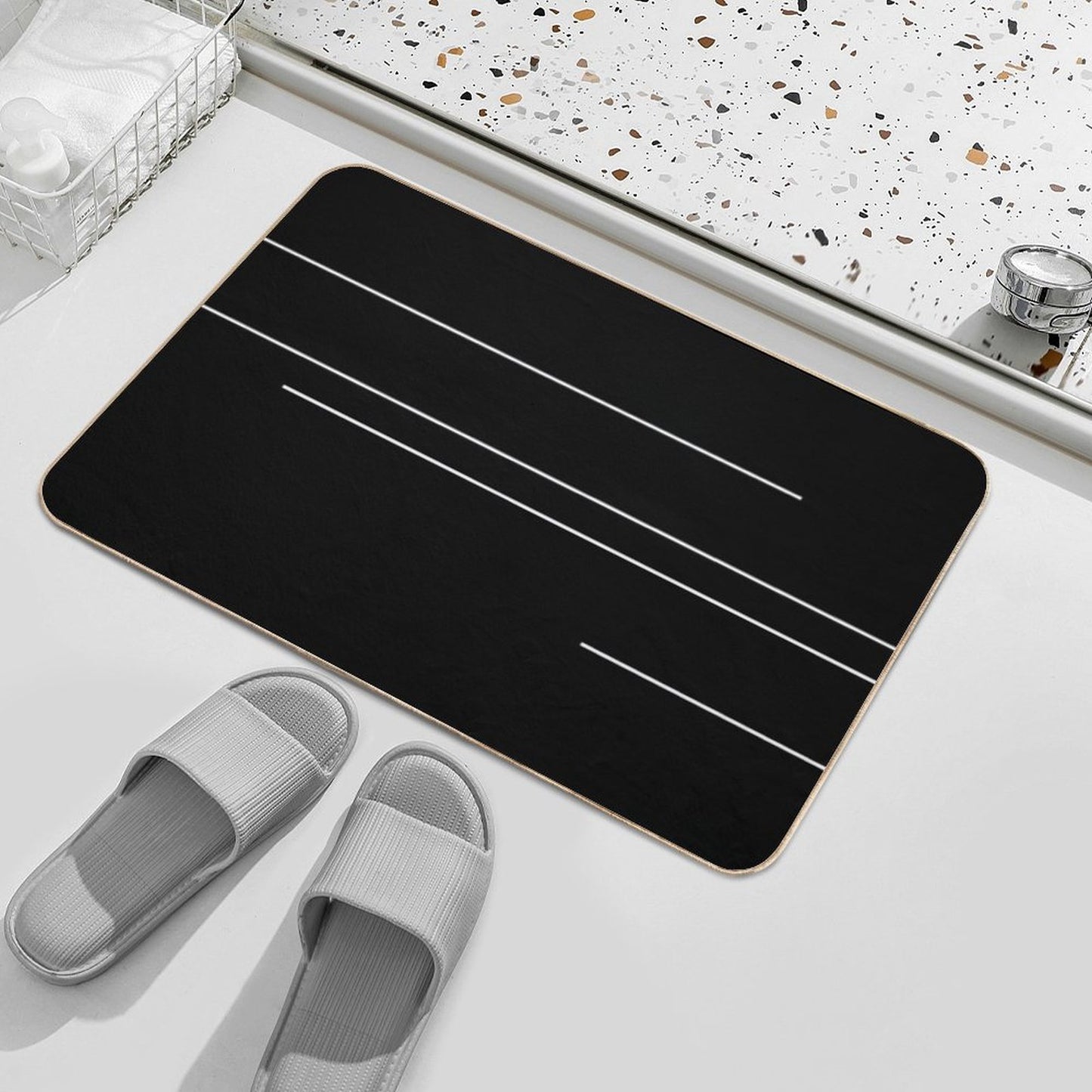 Hush Hush A Black And White Design Bath Mat