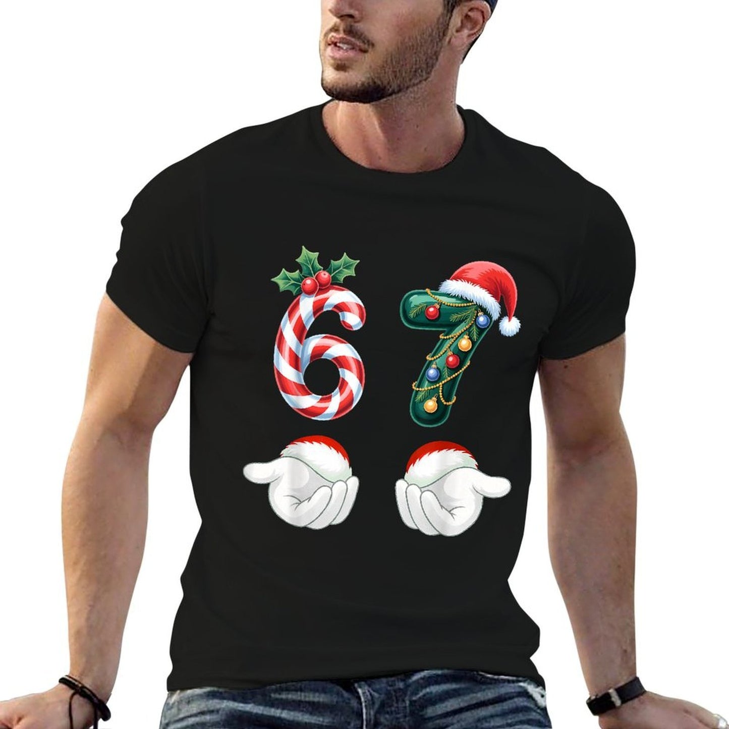 Funny 67 Christmas Pajamas Six Seven Meme 6 7 Elf Santa Xmas  Odor-resistant T-Shirt
