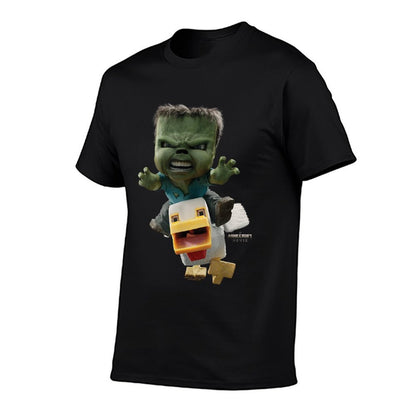 A Minecraft Movie Chicken Jockey Baby Zombie Attack  Fade-proof Color T-Shirt