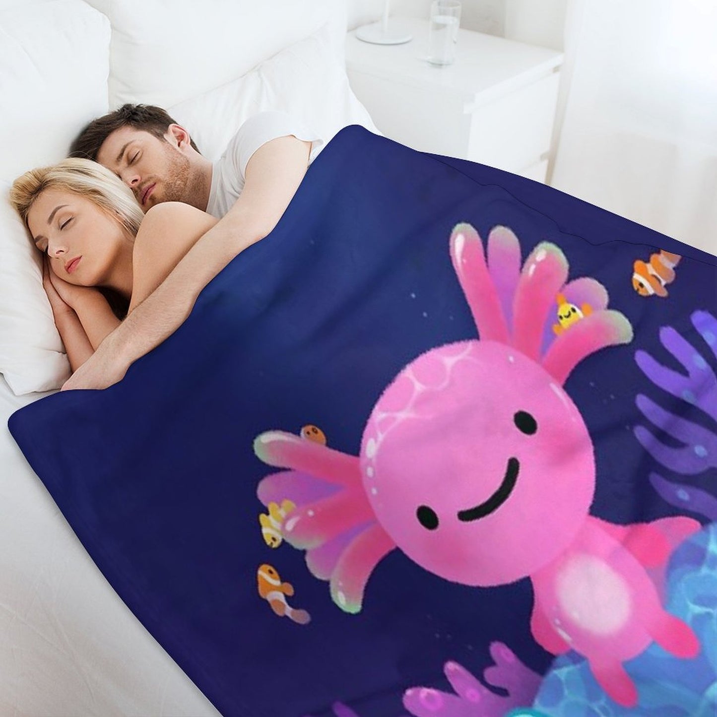 Coral Axolotl Throw Blanket