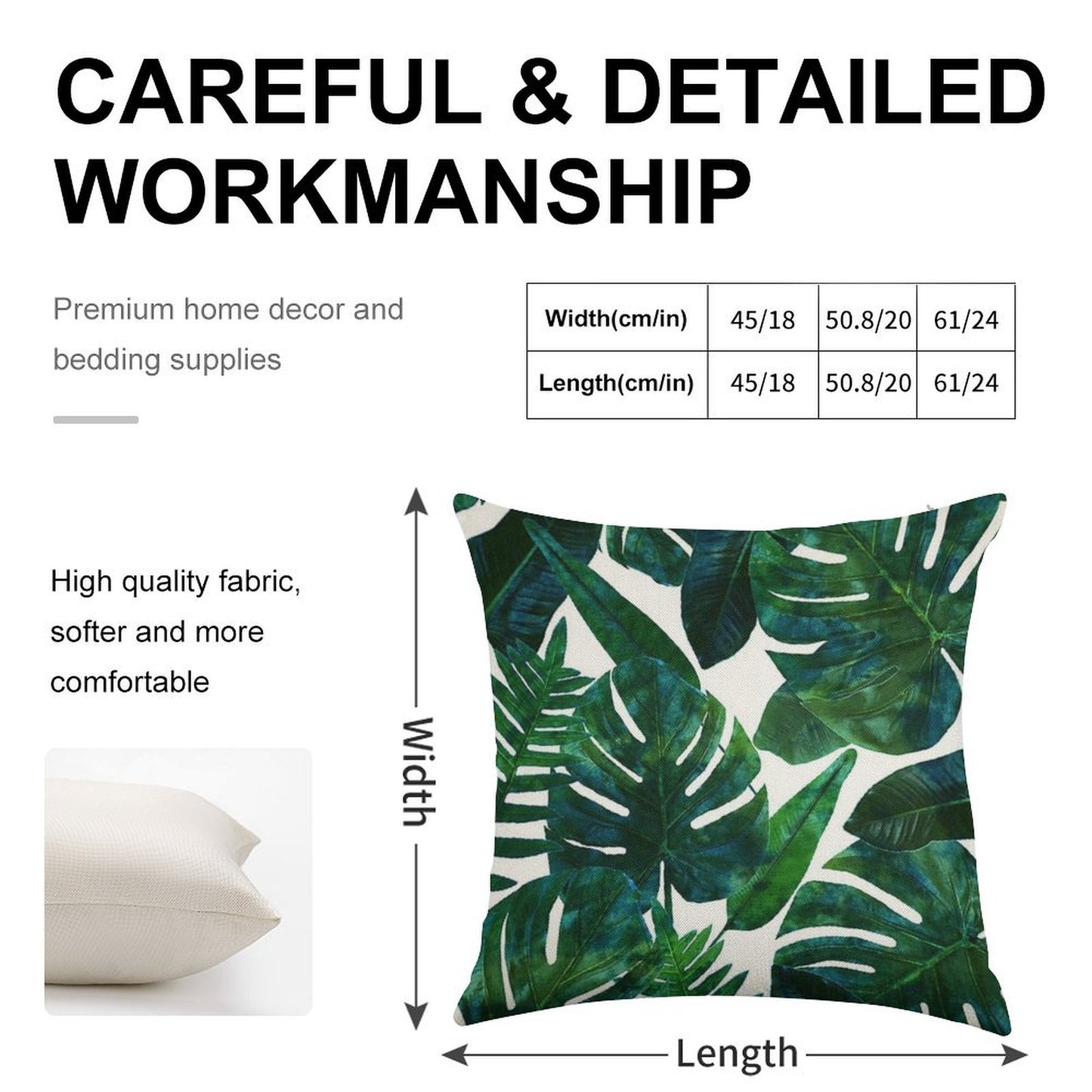 Tropical Nature Monstera Watercolor Painting, Botanical Jungle Dark Palm Illustration Linen Throw Pillow Cover