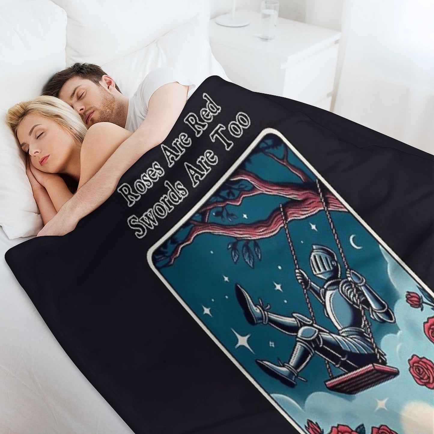 Roses Are Red, Swords Are Too - Tarot Throw Blanket