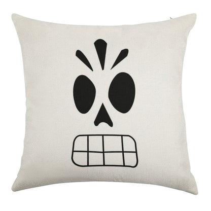 Manny Calavera Linen Throw Pillow Cover