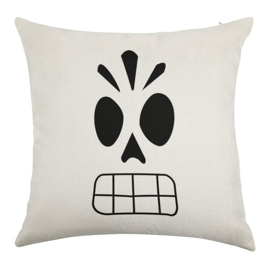 Manny Calavera Linen Throw Pillow Cover