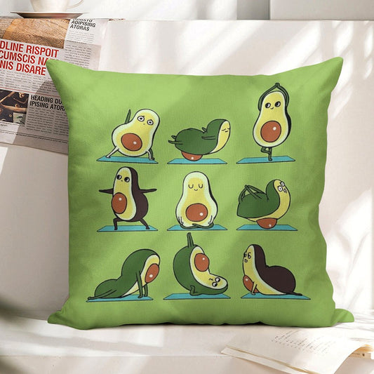 Avocado Yoga Linen Throw Pillow Cover