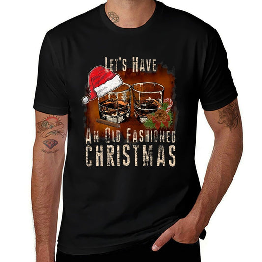 Old Fashioned Whiskey Christmas - Bourbon Cocktail Drinkers  Relaxed-fit T-Shirt
