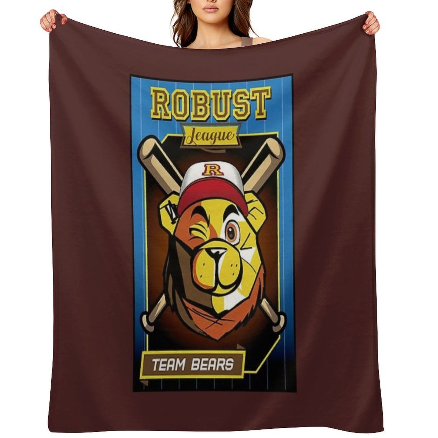 ROBUST BEAR BASEBALL CARD BEARS Throw Blanket