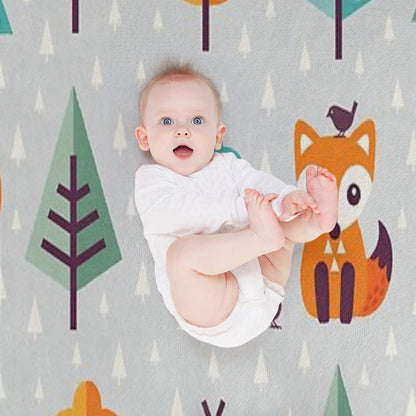 Fox in The Forest on Gray Throw Blanket