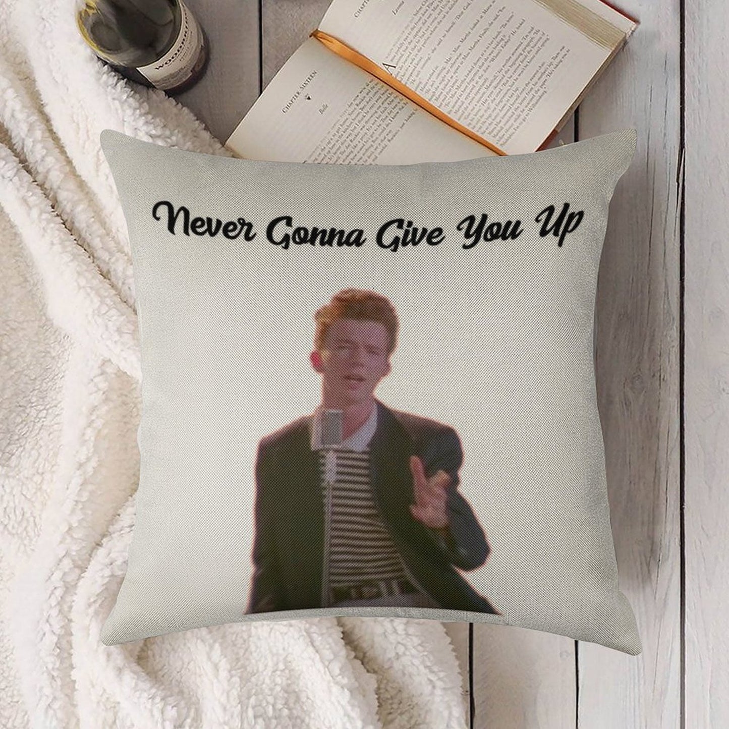 Rick Astley Never Gonna Give You Up Linen Throw Pillow Cover