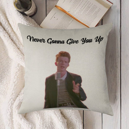 Rick Astley Never Gonna Give You Up Linen Throw Pillow Cover