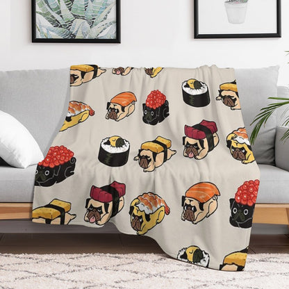 Sushi Pug Throw Blanket