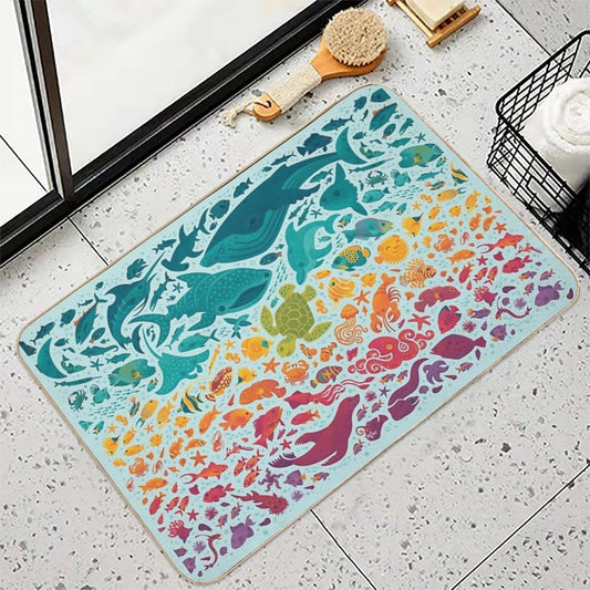 Aquatic Spectrum 2  Light Blue Bath Mat