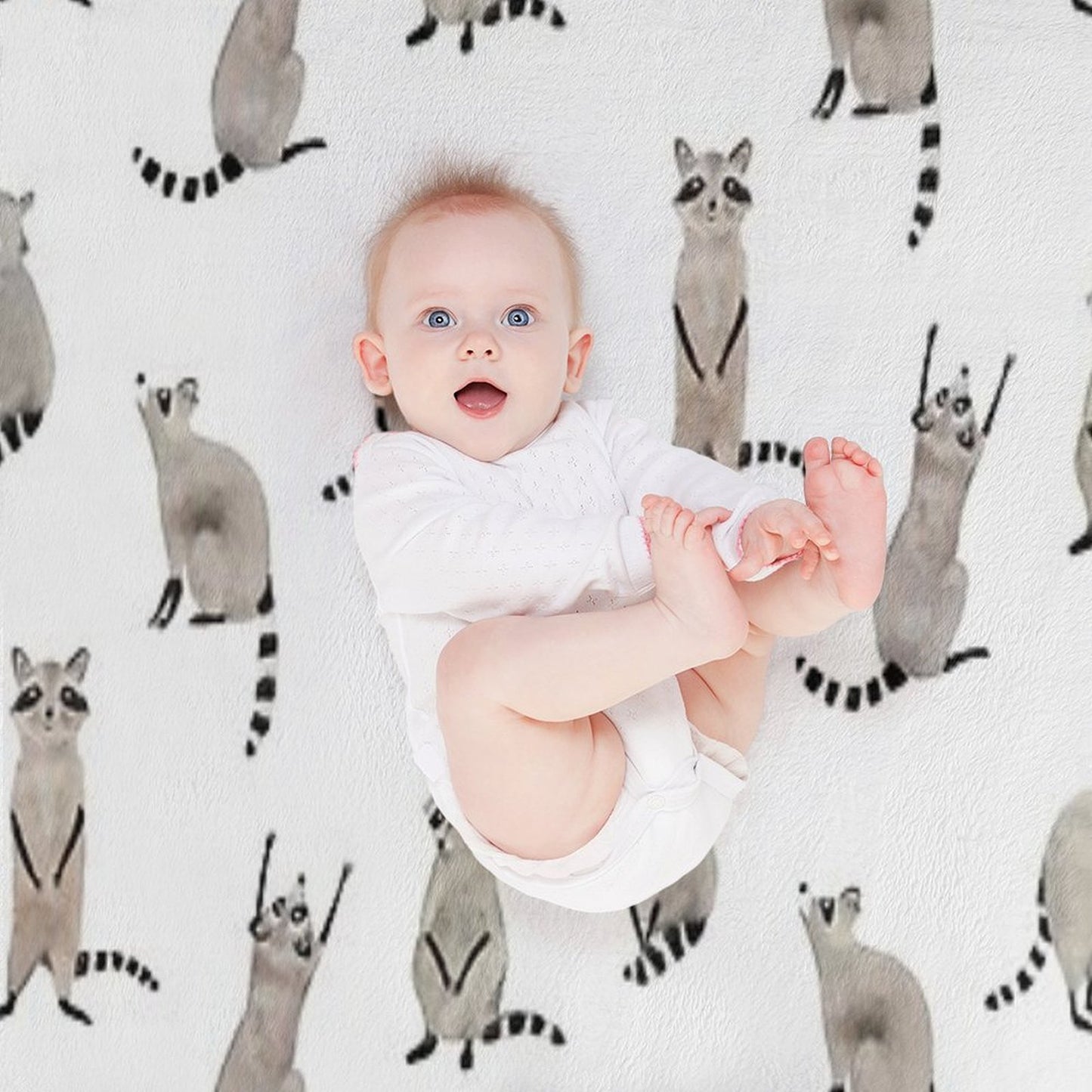 Raccoon Pattern Throw Blanket