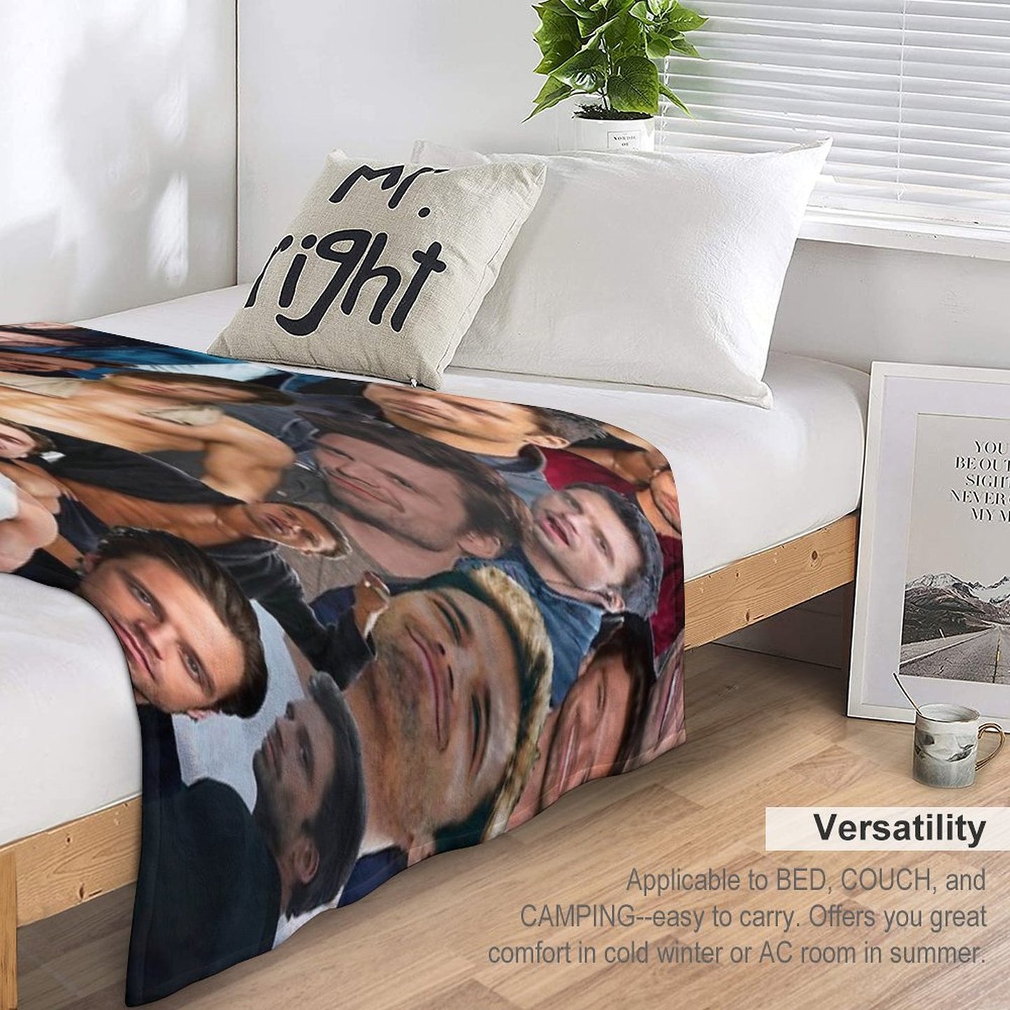 Sebastian Stan Photo Collage Throw Blanket
