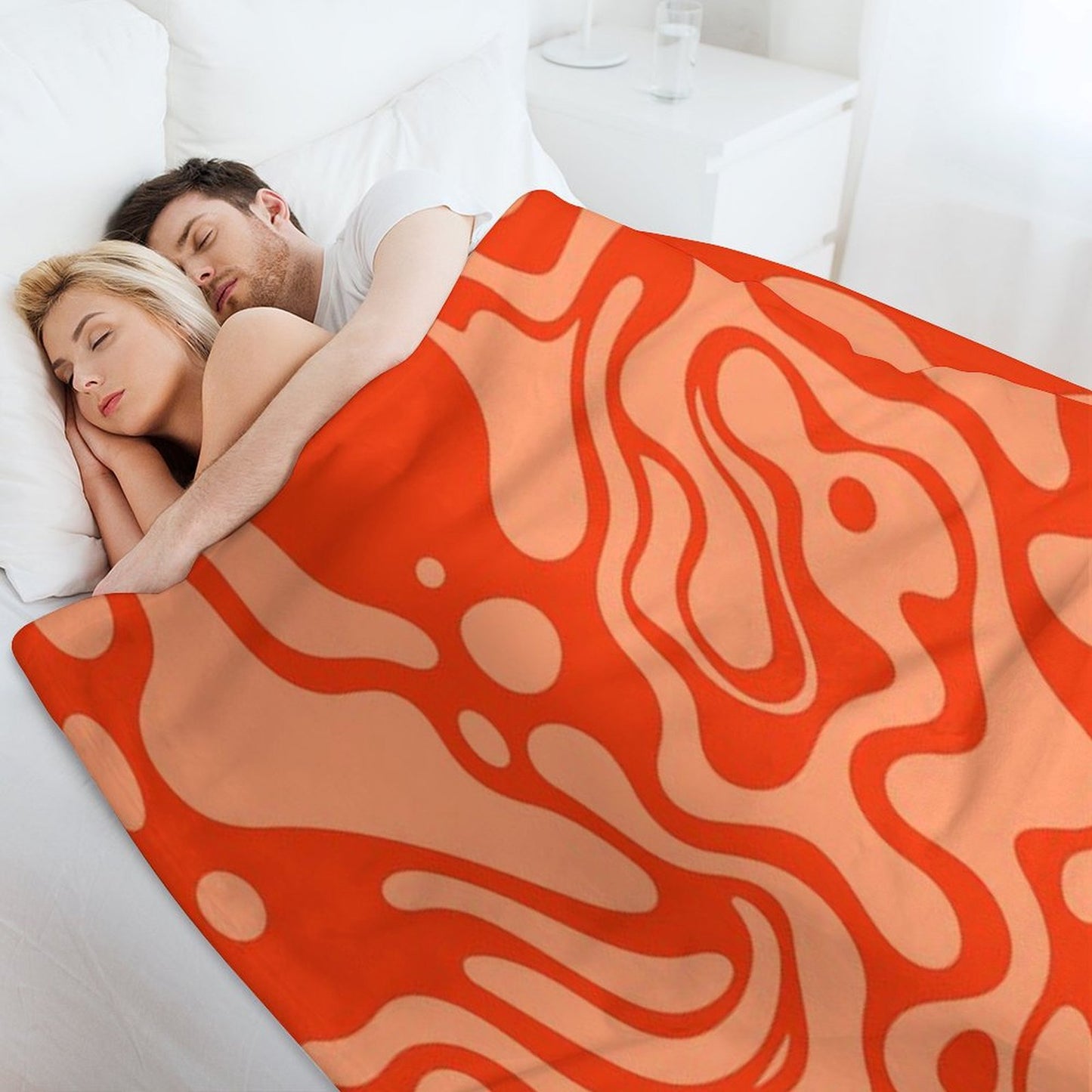 Marbled Pattern of Red Fluid Shapes Throw Blanket