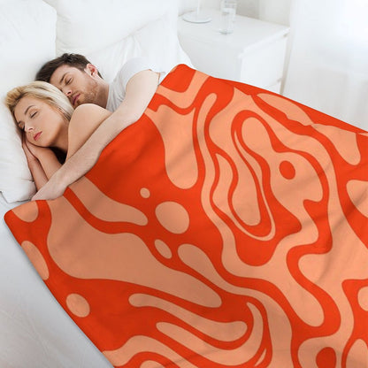 Marbled Pattern of Red Fluid Shapes Throw Blanket