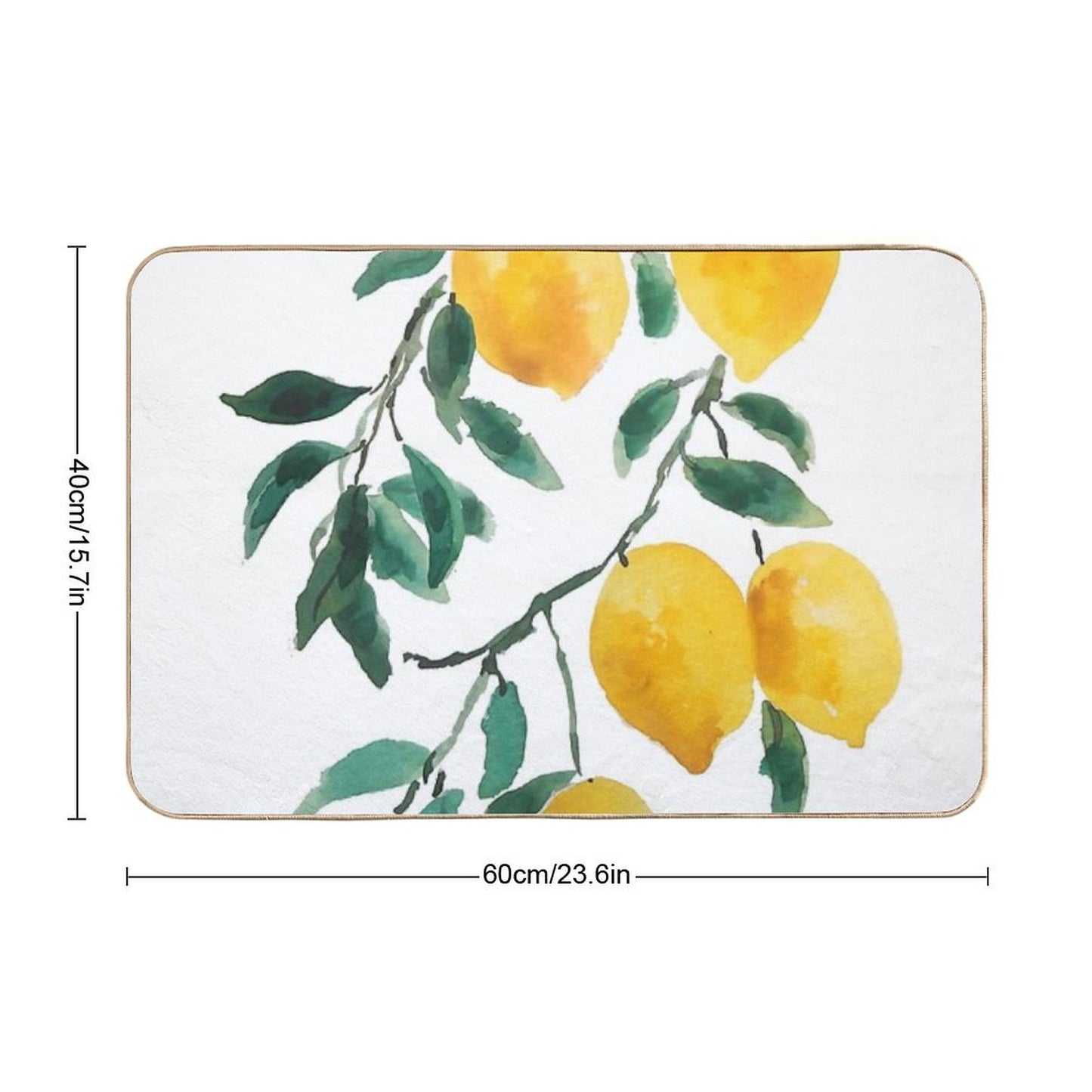 Hand Painted Yellow Lemon Watercolor Bath Mat