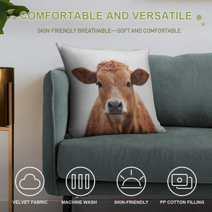 Cow - Colorful Soft Decorative Cover Throw Pillow