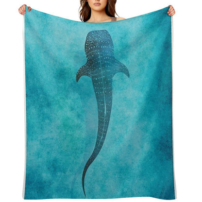 Whale Shark Blue Ocean Throw Blanket