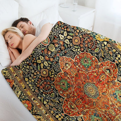 Antique Persian Mohtashem Kashan Rug Print Throw Blanket