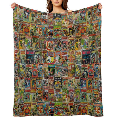 Vintage Comic Book Pattern Throw Blanket