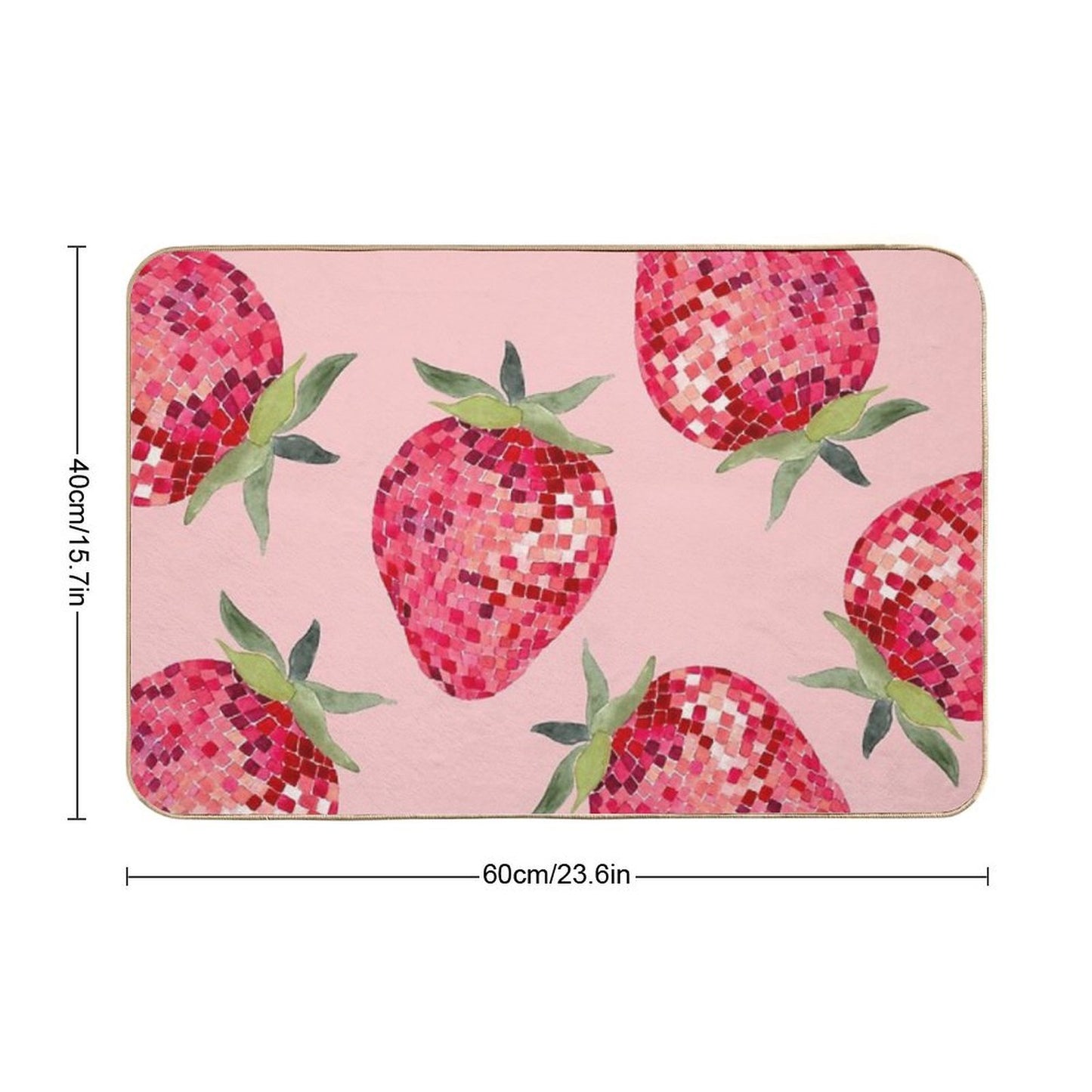 Disco Ball Strawberry  Anti-Trip Bath Mat