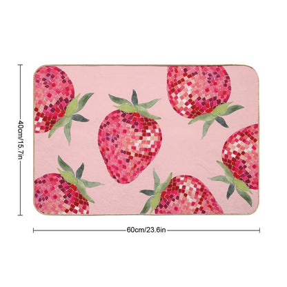 Disco Ball Strawberry  Anti-Trip Bath Mat