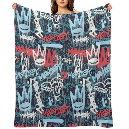 Maniak Tag & Throwie Patterned Print Throw Blanket