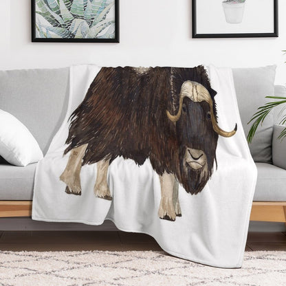 MUSK OX-Ovibos Moschatus Throw Blanket