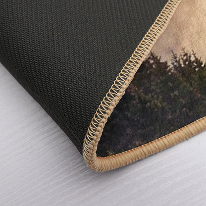 In My Other World  Sunrise In A Romantic Misty Foggy Autumn Fairytale Wilderness Forest With Trees Covered In Fog And Sunlight  Rapid-Drying Bath Mat