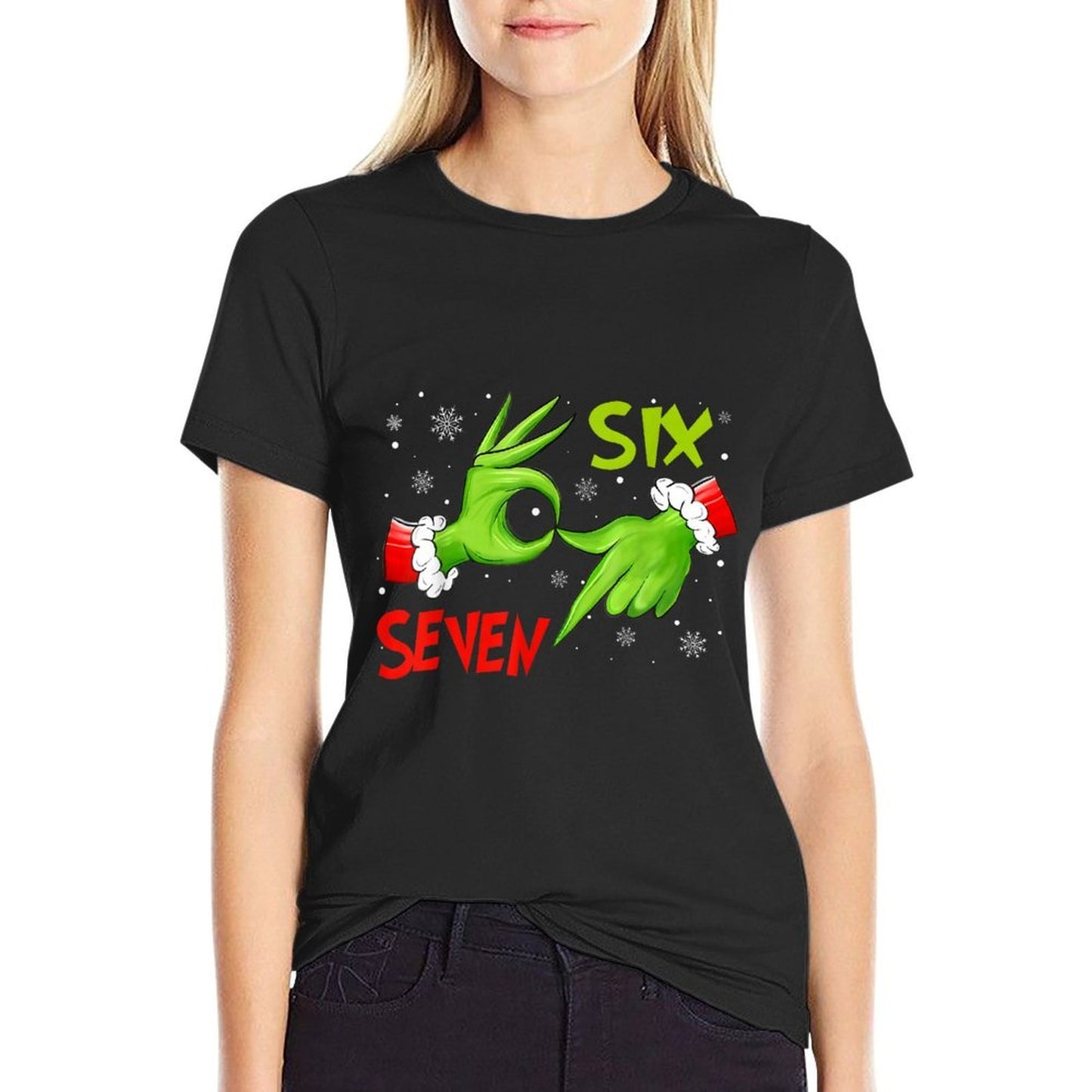 Funny Six Seven 67 Meme 6 7 Christmas Elf Hand Boys Girls  Relaxed-fit T-Shirt