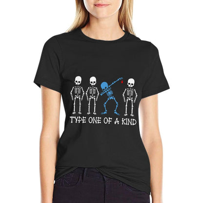 Type One Of A Kind Type 1 Diabetes Awareness Skeleton T-Shirt