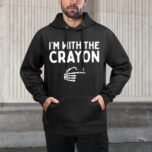 Im With The Crayon Funny Halloween Costume Matching Couples Machine Washable Hoodie