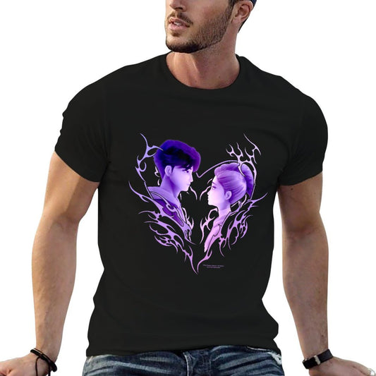 Kpop Demon Hunters Jinu & Rumi Retro Heart Portrait  Summer-ready Fabric T-Shirt