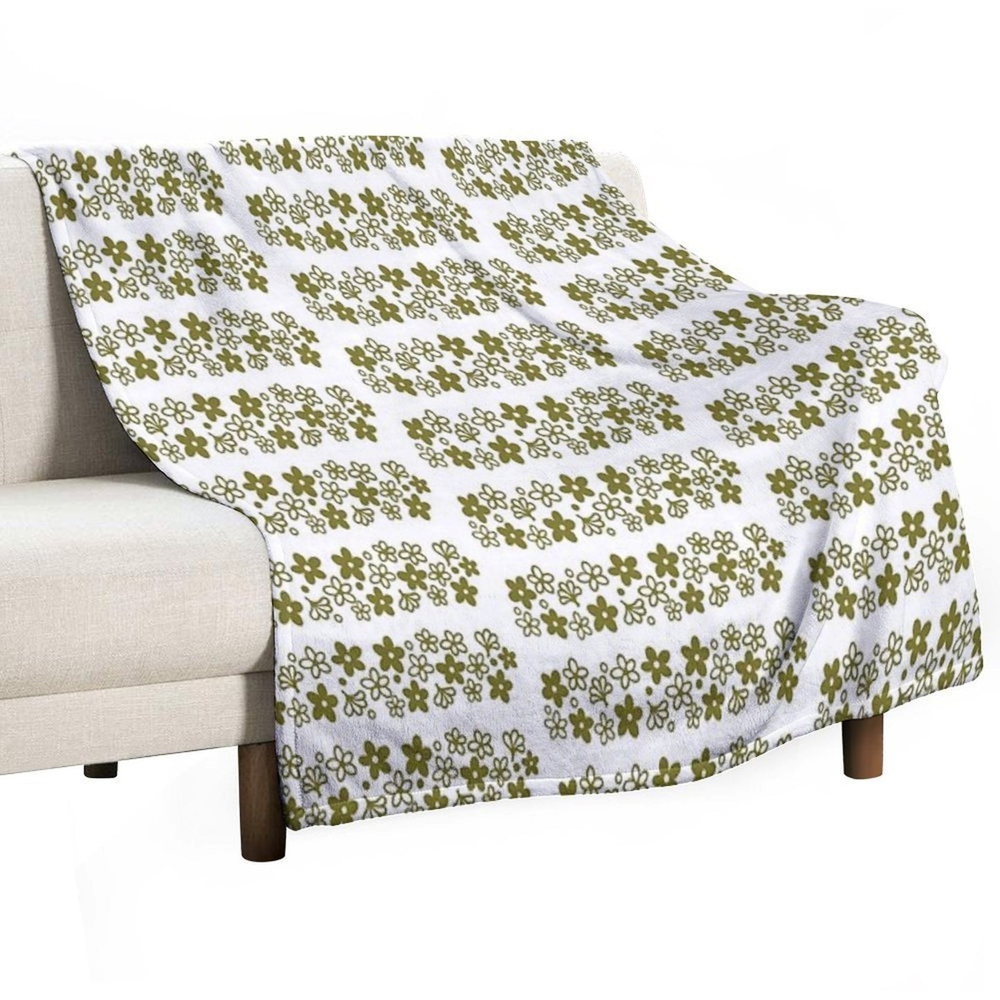 Vintage Pyrex Spring Blossom Design Green Throw Blanket